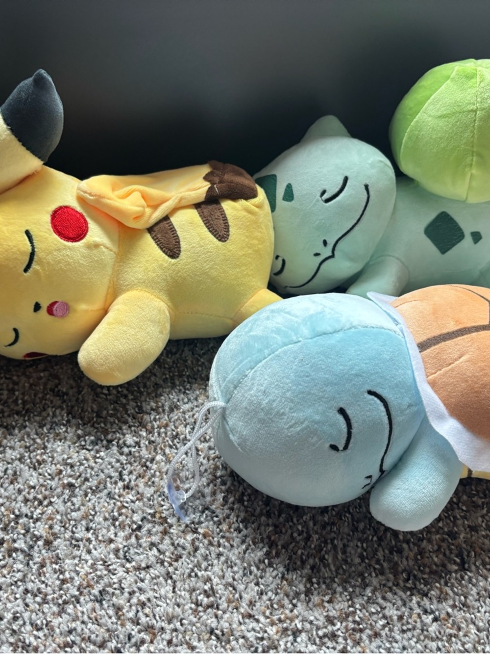 Pokemon Sleeping Pikachu Bulbasaur Squirtle Plush Bundle Cute Kawaii Set - Picture 2 of 5